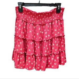 American Eagle Ditsy Floral Smocked Waist Tiered Pull On Mini Skirt Size…
